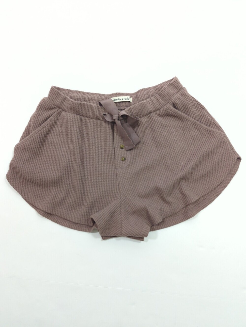 Abercrombie & Fitch Waffle Knit Drawstring Loungewear Shorts - Brown